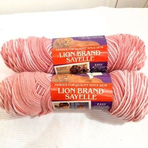 Lion Brand Sayelle yarn #246 blush ombre pink variegated 2 skeins 4 Ply Worsted